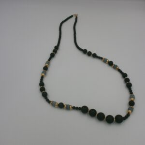 Long necklace with green & black beads