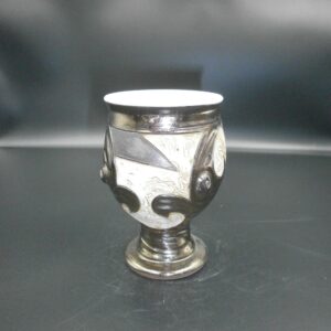 Ceramic art goblet, a unique design and the colours are Cream / beige / gold